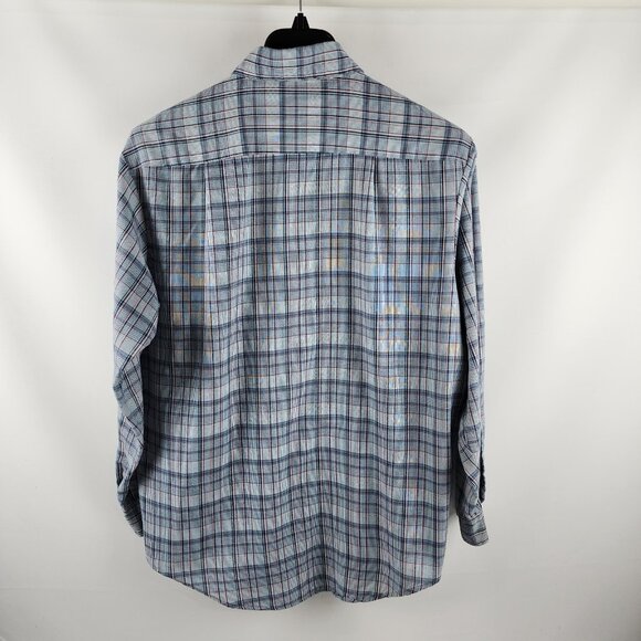 Big Mac Shirt Mens Large Blue Multi Plaid Vintage L/S Button Up - Picture 2 of 5
